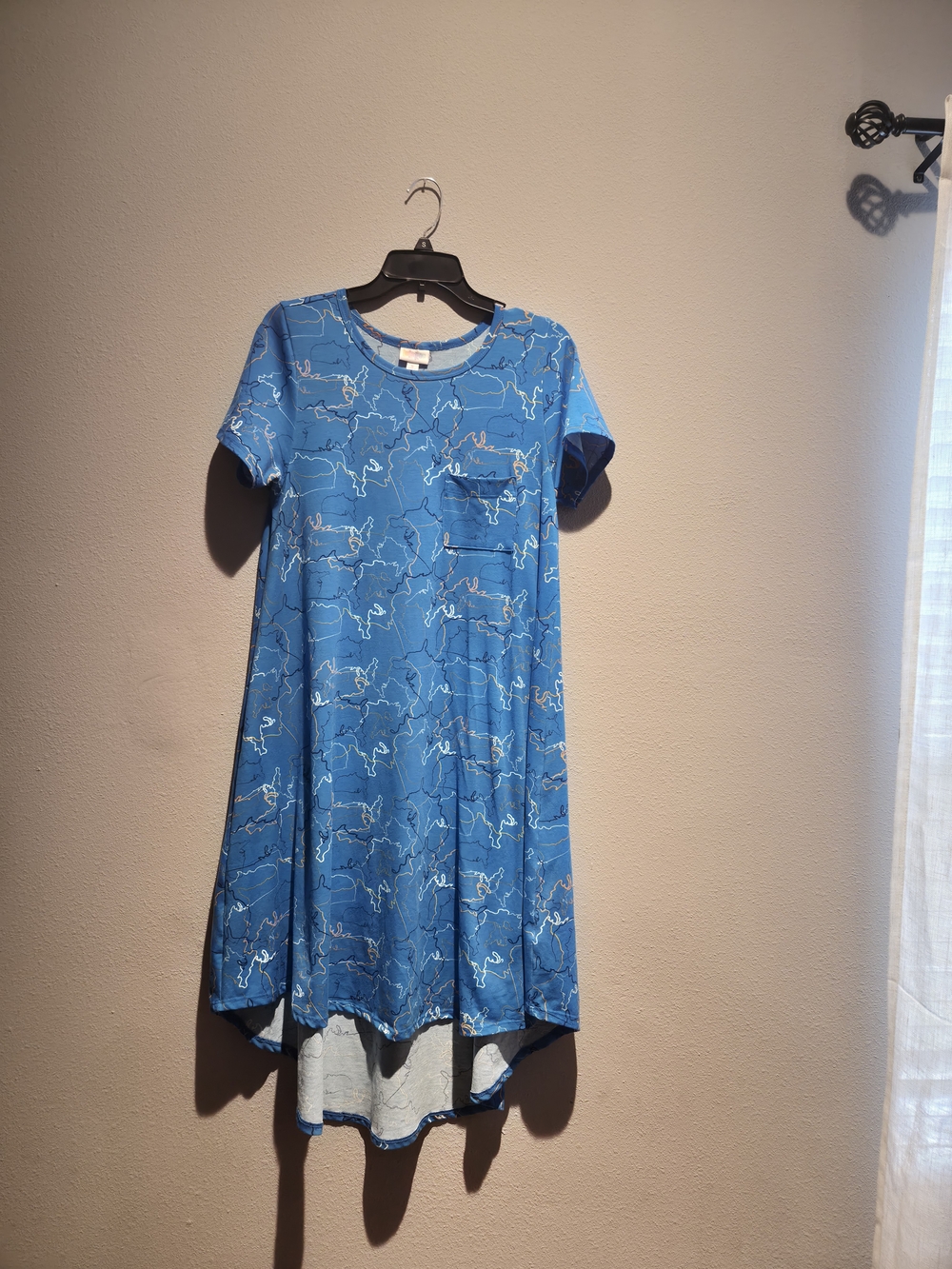 LuLaRoe Blue Short-Sleeve Midi Dress with Pocket